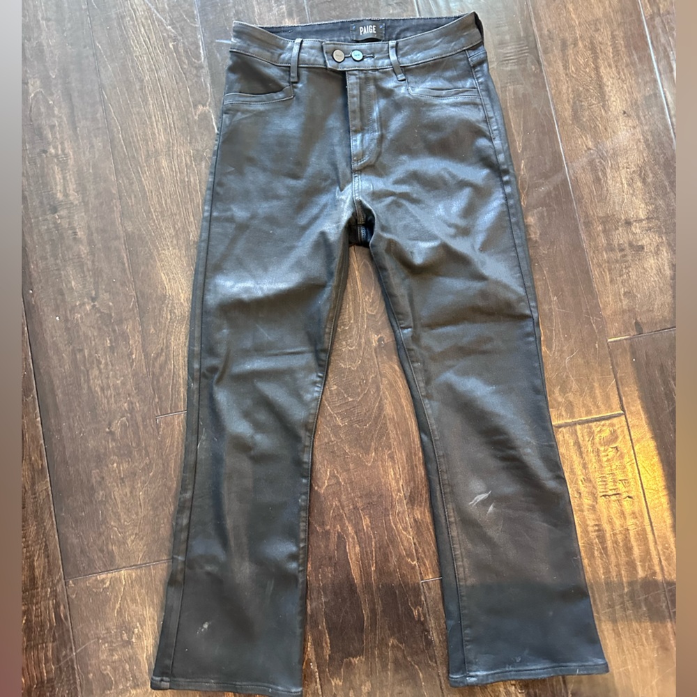 PAIGE DENIM - WAX LEATHER BOOT CUT JEANS